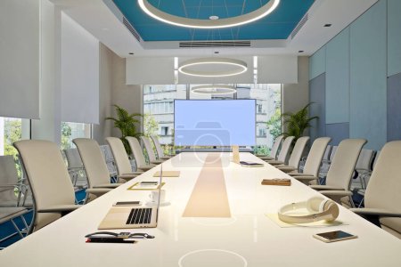 Photo for 3d render of modern working office. - Royalty Free Image