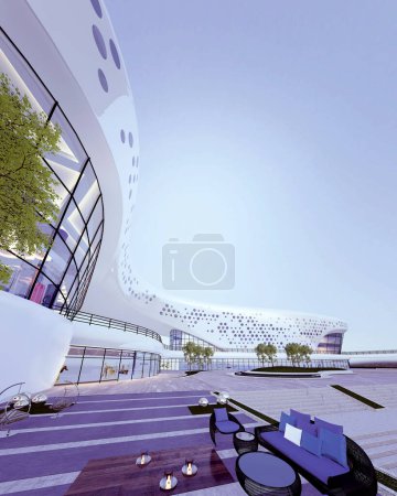 Photo for 3d render of luxury building exterior. - Royalty Free Image
