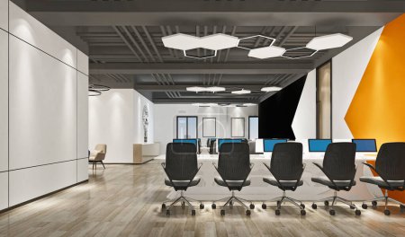 Foto de Interior moderno de la oficina, representación 3d - Imagen libre de derechos