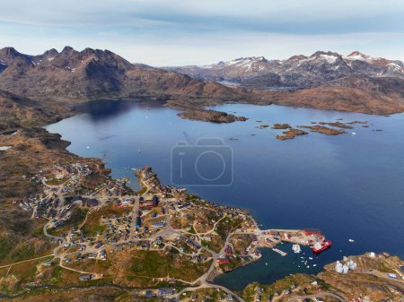 Photo for Aerial view of arctic glaciers and mountains in Greenland - Royalty Free Image