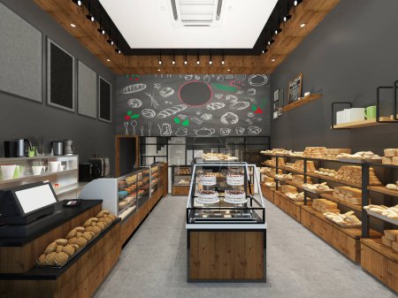 Photo for Bakery coffe house 3d rendering - Royalty Free Image