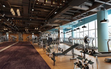 Téléchargez les photos : Fitness centre de fitness, rendu 3d - en image libre de droit