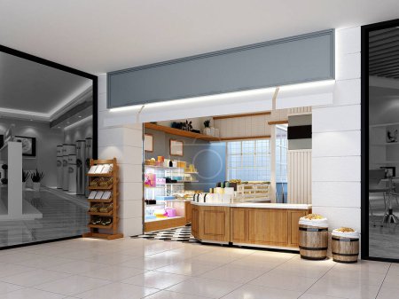 Téléchargez les photos : 3d rendu boulangerie café intérieur - en image libre de droit