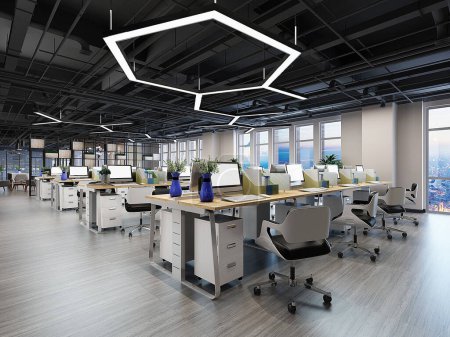 Photo for 3d render of modern working office interior - Royalty Free Image