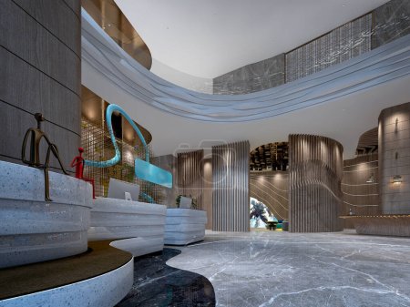 Photo for 3d render of luxury hotel lobby hall - Royalty Free Image