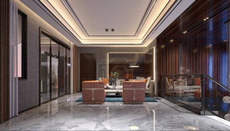 Photo for 3d render of luxury home interior living room - Royalty Free Image