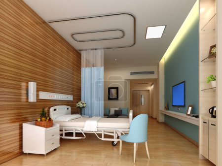 Foto de 3d renderizado del interior de la habitación del hospital - Imagen libre de derechos