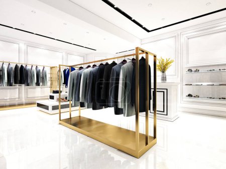 Photo for 3d render of footwear dress cloth shop interior - Royalty Free Image