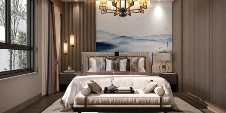 Foto de 3d renderizado de habitación de hotel de lujo - Imagen libre de derechos