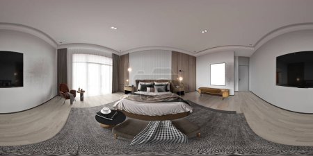 Téléchargez les photos : Chambre d'hôtel de luxe 360 degrés rendu 3d - en image libre de droit