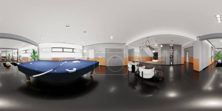 Photo for 3d render of workout pilates billard room, 360 degrees view. - Royalty Free Image