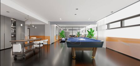 Foto de 3d renderizado de entrenamiento pilates billard habitación, - Imagen libre de derechos