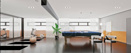 Foto de 3d renderizado de entrenamiento pilates billard habitación, - Imagen libre de derechos