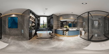 Foto de 3d renderizado de baño de lujo interior 360 grados vista - Imagen libre de derechos