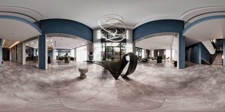 Foto de 360 grados de lujo villa casa sala de estar 3d render - Imagen libre de derechos