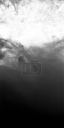 Foto de Blanco y negro que fluye en formas de humo, movimiento abstracto liso por pintura acrílica - Imagen libre de derechos