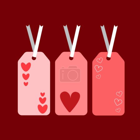 Ilustración de Set of blank labels, gift tag for a present with love decorates and hearts. Vector illustration - Imagen libre de derechos