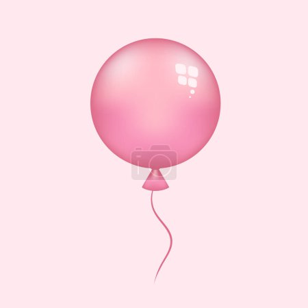 Téléchargez les illustrations : Air pink balloon for celebrations. Gel round balloon for designing banners and invitations - en licence libre de droit