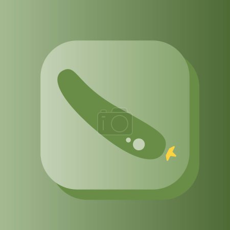 Téléchargez les illustrations : Cucumber vegetable 3d button outline icon. Healthy nutrition concept. Flat symbol sign vector illustration isolated on green color background - en licence libre de droit