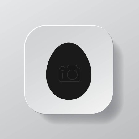Téléchargez les illustrations : White square button with black egg outline icon, black animal egg on the white plate. Flat symbol sign vector illustration isolated on white background. Healthy nutrition concept - en licence libre de droit