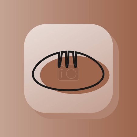 Ilustración de 3d square button bread on outline icon. Vector illustration isolated on a brown background. Healthy nutrition concept - Imagen libre de derechos