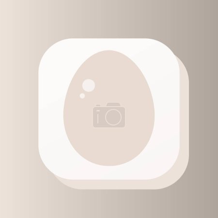 Téléchargez les illustrations : Animal egg 3d button outline icon. Healthy nutrition concept. White egg 3d symbol sign vector illustration isolated on gray color background - en licence libre de droit