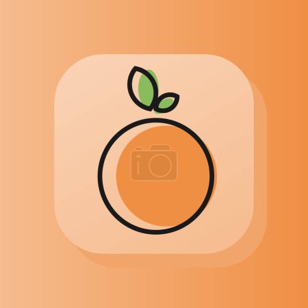 Ilustración de 3d square button orange fruit outline icon, orange color citrus . Flat symbol sign vector illustration isolated on orange background. Healthy nutrition concept - Imagen libre de derechos