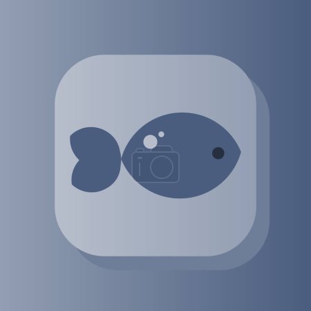 Téléchargez les illustrations : Bluefish 3d button outline icon. Healthy nutrition concept. Blue fish 3d symbol sign vector illustration isolated on blue color background - en licence libre de droit
