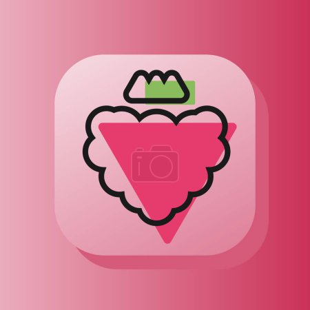 Illustration for Square button raspberry fruit outline icon, pink berry. Flat symbol sign vector illustration isolated on pink background. Healthy nutrition concept - Royalty Free Image
