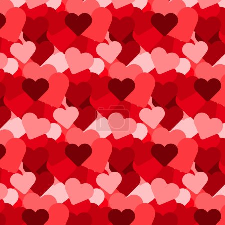 Téléchargez les illustrations : Red, pink and maroon hearts seamless pattern. Love concept. Vector Illustration. Paper cut out - en licence libre de droit