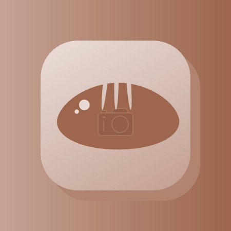 Illustration for Bread 3d button outline icon. Healthy nutrition concept. Baking 3d symbol sign vector illustration isolated on brown color background - Royalty Free Image