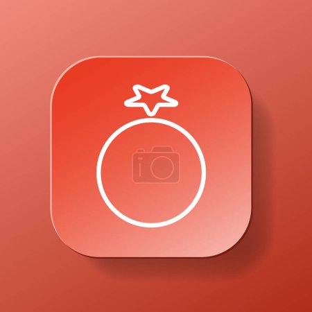 Téléchargez les illustrations : Tomato vegetable square button, white outline icon on the red color plate. Healthy nutrition concept. Flat symbol sign vector illustration isolated on red background - en licence libre de droit