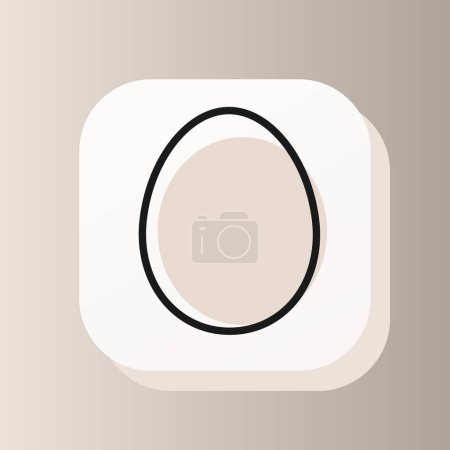 Illustration for 3d square button animal egg on white outline icon. Flat symbol sign vector illustration isolated on gray background. Healthy nutrition concept - Royalty Free Image