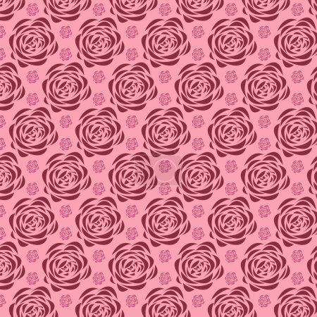 Téléchargez les illustrations : Fleurs géométriques avec un motif sans couture sur fond rouge. Illustration vectorielle florale brune répétée - en licence libre de droit