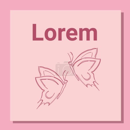Illustration for Two butterflies logo template. Copy space text in pink. Vector illustration - Royalty Free Image