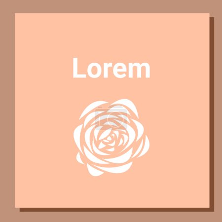 Téléchargez les illustrations : Modèle de logo fleur rose. Copier l'espace texte sur beige. Illustration vectorielle - en licence libre de droit