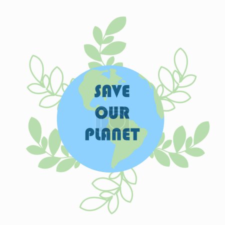 Illustration for Vector illustration of Earth globe with green leaves, recycle leaves. Concept of World Environment Day, save the Earth, Earth day - Royalty Free Image