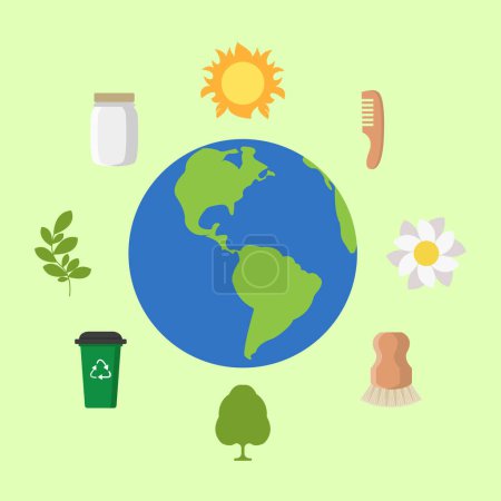 Illustration for Earth globe with waste recycling icons vector illustration - Royalty Free Image