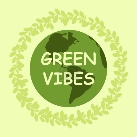 Ilustración de Ilustración vectorial del globo terrestre con hojas verdes, reciclar hojas. Concepto del Día Mundial del Medio Ambiente, salvar la Tierra, Día de la Tierra - Imagen libre de derechos