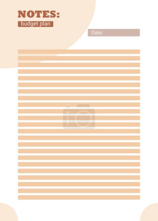 Illustration for Notes of personal monthly budget planner, vector illustration - Royalty Free Image