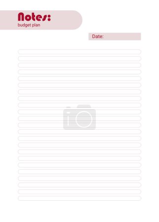 Illustration for Notes of personal monthly budget planner, vector illustration - Royalty Free Image