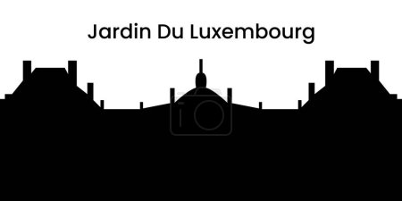 Téléchargez les illustrations : La silhouette du Palais du Luxembourg à Paris est isolée sur fond blanc. Illustration vectorielle - en licence libre de droit