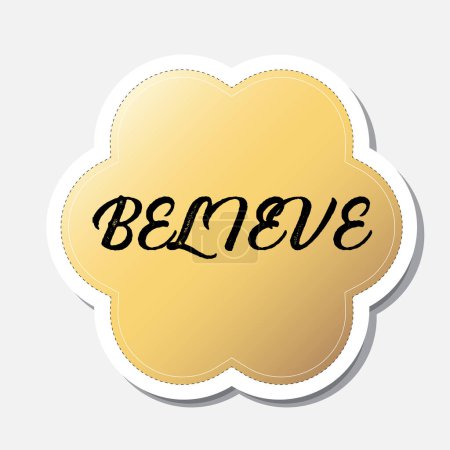 Illustration for Yellow flower shape sticker with positive phrase, vector illustration - Royalty Free Image
