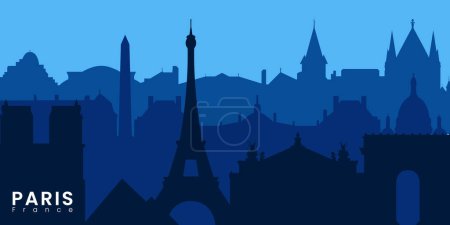 Illustration for Paris City skyline. Silhouette City Paris France blue background. Vector illustration - Royalty Free Image