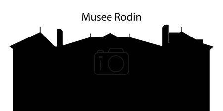 Ilustración de Silueta en negro del Museo Rodin de París, Francia aislada sobre un fondo blanco, ilustración vectorial - Imagen libre de derechos