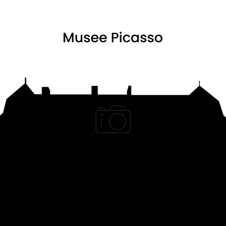 Téléchargez les illustrations : Silhouette en noir du Musée Picasso à Paris, France isolée sur fond blanc, illustration vectorielle - en licence libre de droit