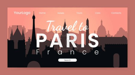 Illustration for Silhouette of Paris France, landing page, vector illustration - Royalty Free Image