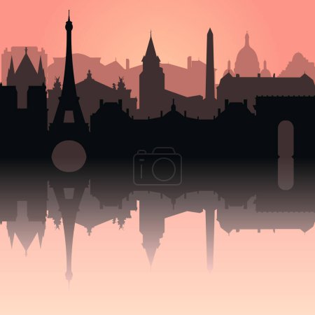 Ilustración de Ciudad de París skyline. Silhouette City Paris Francia antecedentes. Ilustración vectorial - Imagen libre de derechos