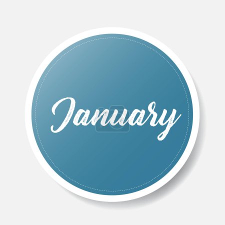 Ilustración de Pegatina redonda azul de enero sobre fondo blanco, ilustración vectorial - Imagen libre de derechos