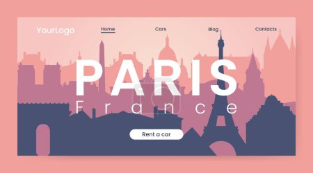 Téléchargez les illustrations : Silhouette de Paris France, page d'accueil, illustration vectorielle - en licence libre de droit